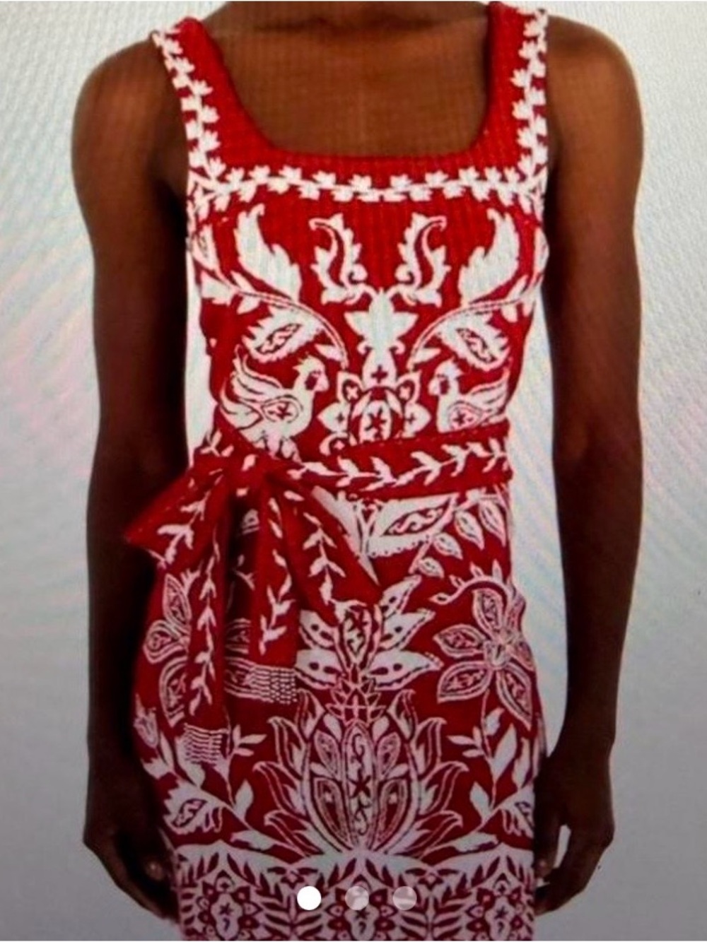 Farm Rio NWT Red and White Embroidered Sleeveless Dress